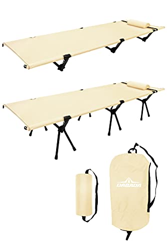 DABADA（ダバダ） コット 2way キャンプ ワイド フォールディング 耐荷重150kg 収納バッグ付き 専用枕付き (アイボリー)
