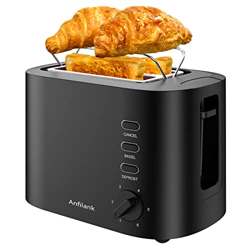 ANFILANK ポップアップトースター 2枚焼き 5~10枚切り 焼色調節 (冷凍パン対応/片面焼き可能/リフト機能) 一人暮らしに最適 トースター